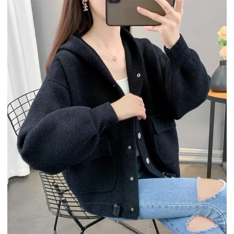 (G42)澎澎袖水貂毛下抽繩連帽外套-2色-細節圖4