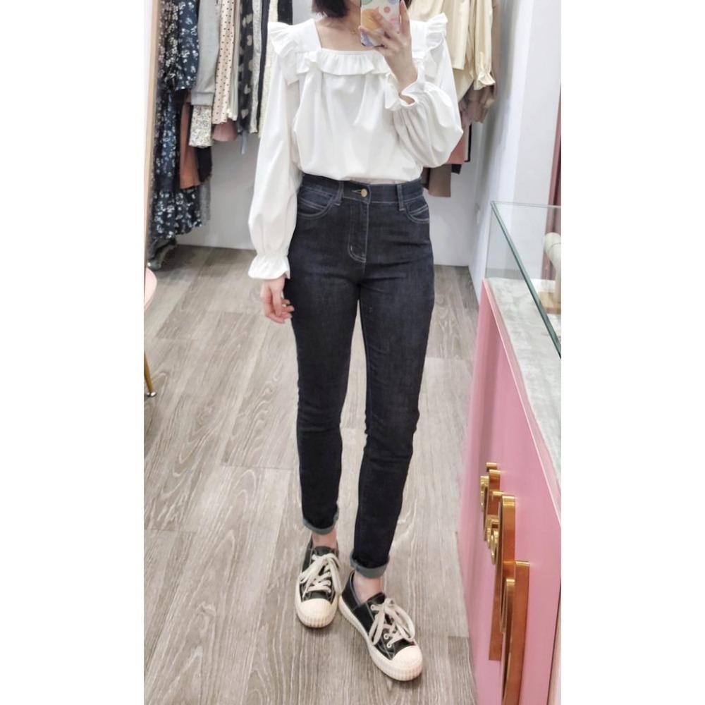 (D173)質感刷色窄管牛仔長褲S-2L-細節圖2