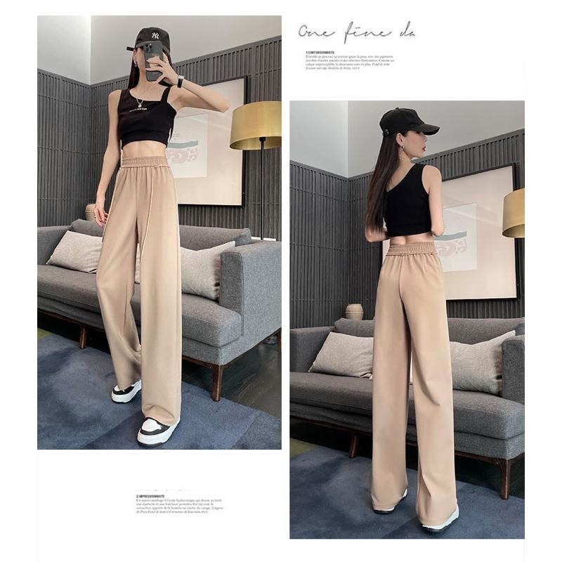 腰附綁繩直筒休閒寬褲 秋冬 高腰-細節圖4