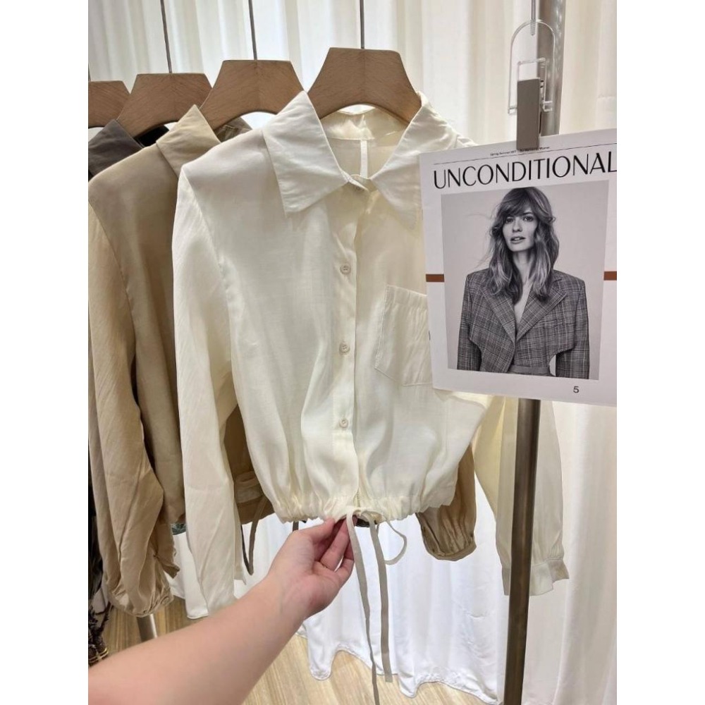 (A281)抽繩防曬薄料襯衫套裝-4色-細節圖2