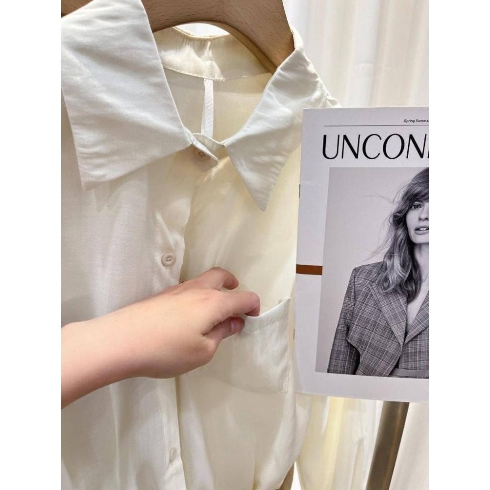 (A281)抽繩防曬薄料襯衫套裝-4色-細節圖3