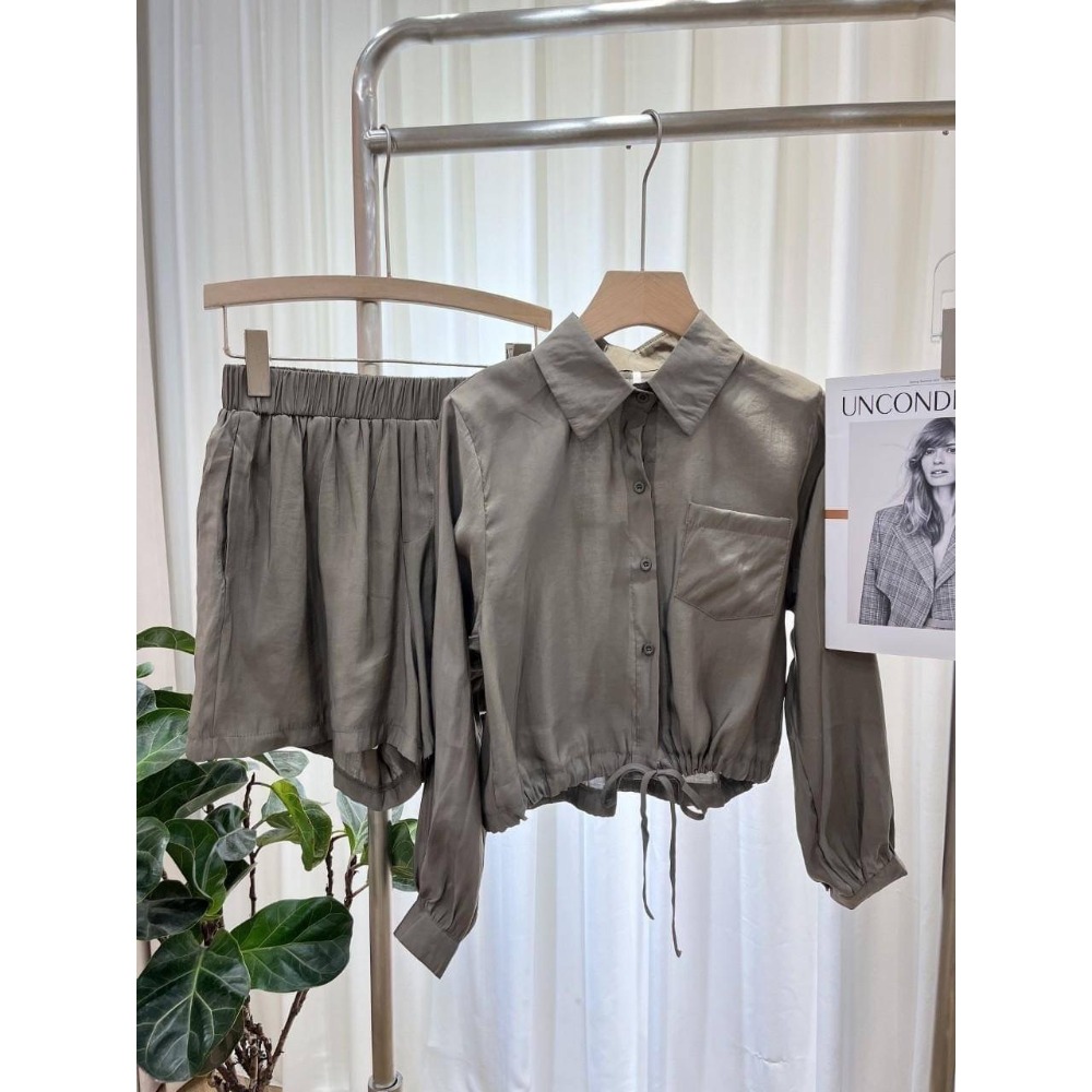 (A281)抽繩防曬薄料襯衫套裝-4色-規格圖7