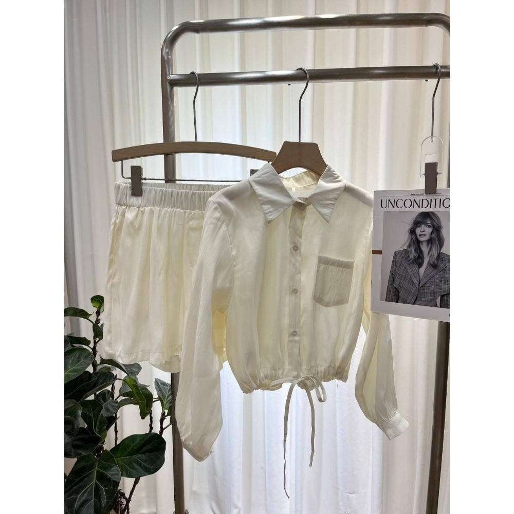 (A281)抽繩防曬薄料襯衫套裝-4色-規格圖7