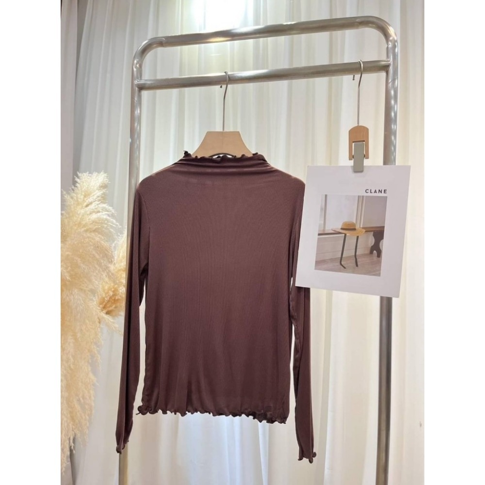 (A301)半高領木耳邊長袖螺紋棉上衣-4色 花邊 長袖棉質 棉質內搭 薄長袖-規格圖5