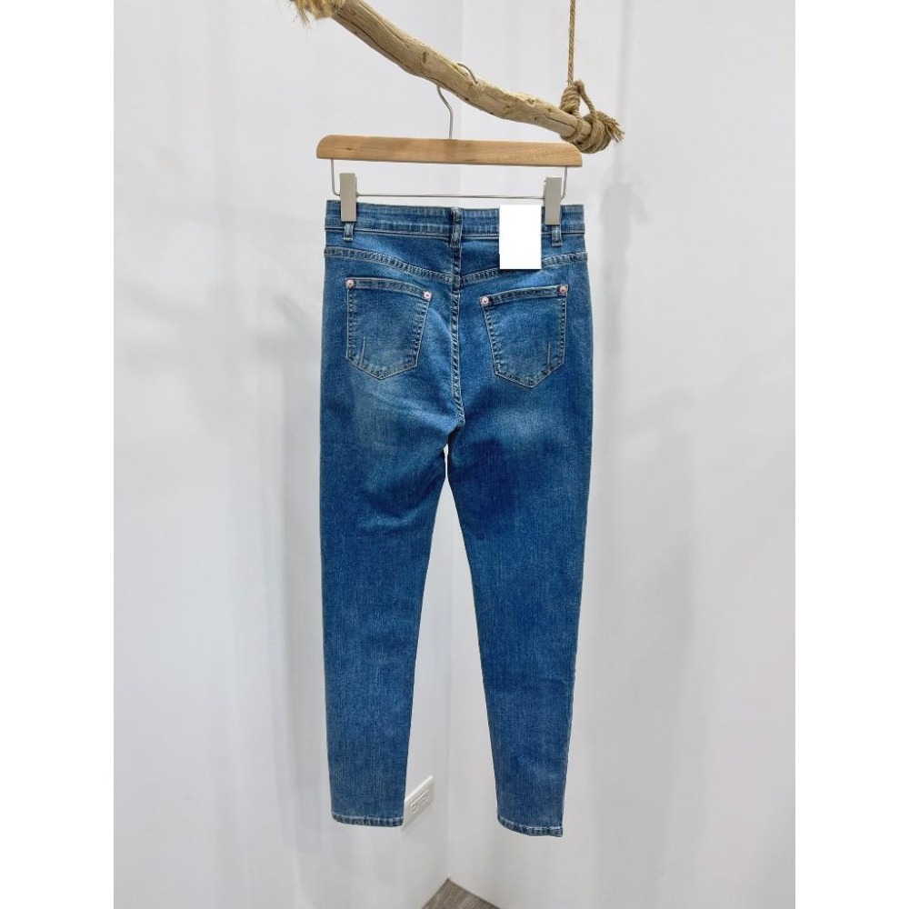 (D214)愛心圖案刷破牛仔長褲S-XL-細節圖9