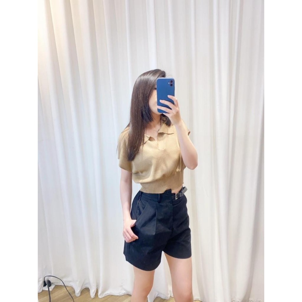 (A264)正韓 翻領縮腰短版針織上衣-5色-細節圖4