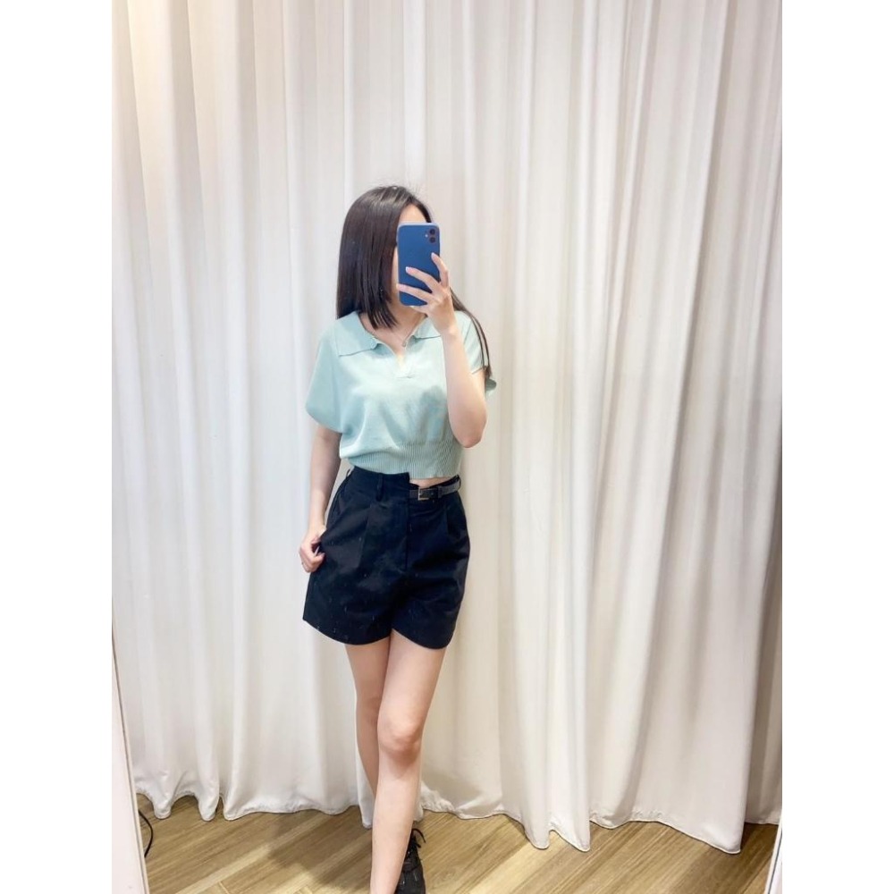 (A264)正韓 翻領縮腰短版針織上衣-5色-細節圖6