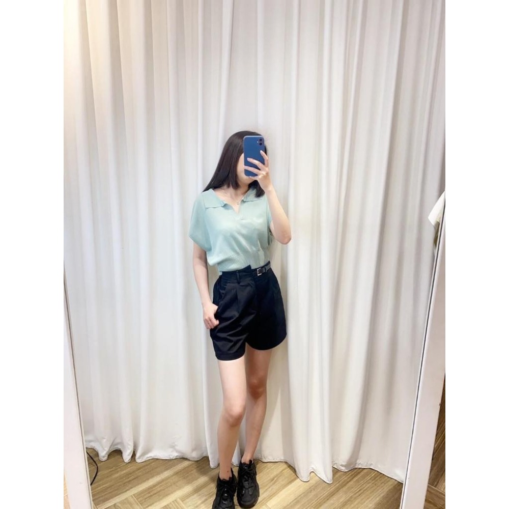 (A264)正韓 翻領縮腰短版針織上衣-5色-細節圖7