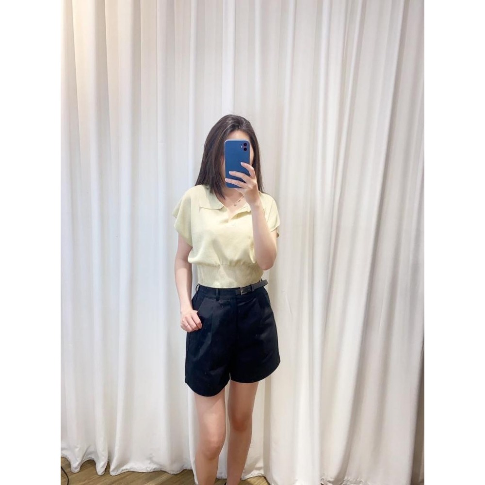 (A264)正韓 翻領縮腰短版針織上衣-5色-細節圖9