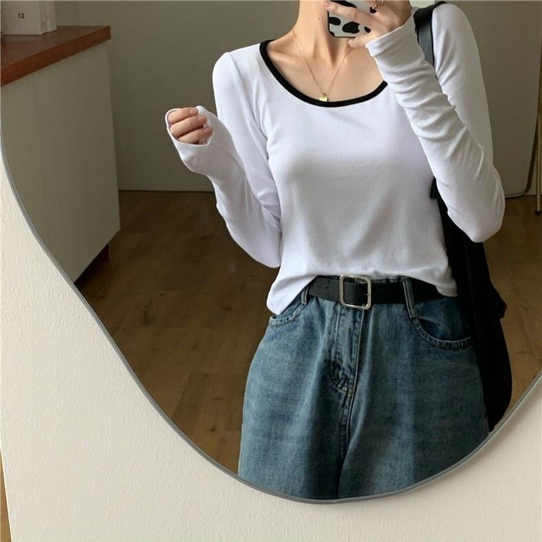 (A238)U領磨毛長袖合身上衣-3色(附Bra)-細節圖4