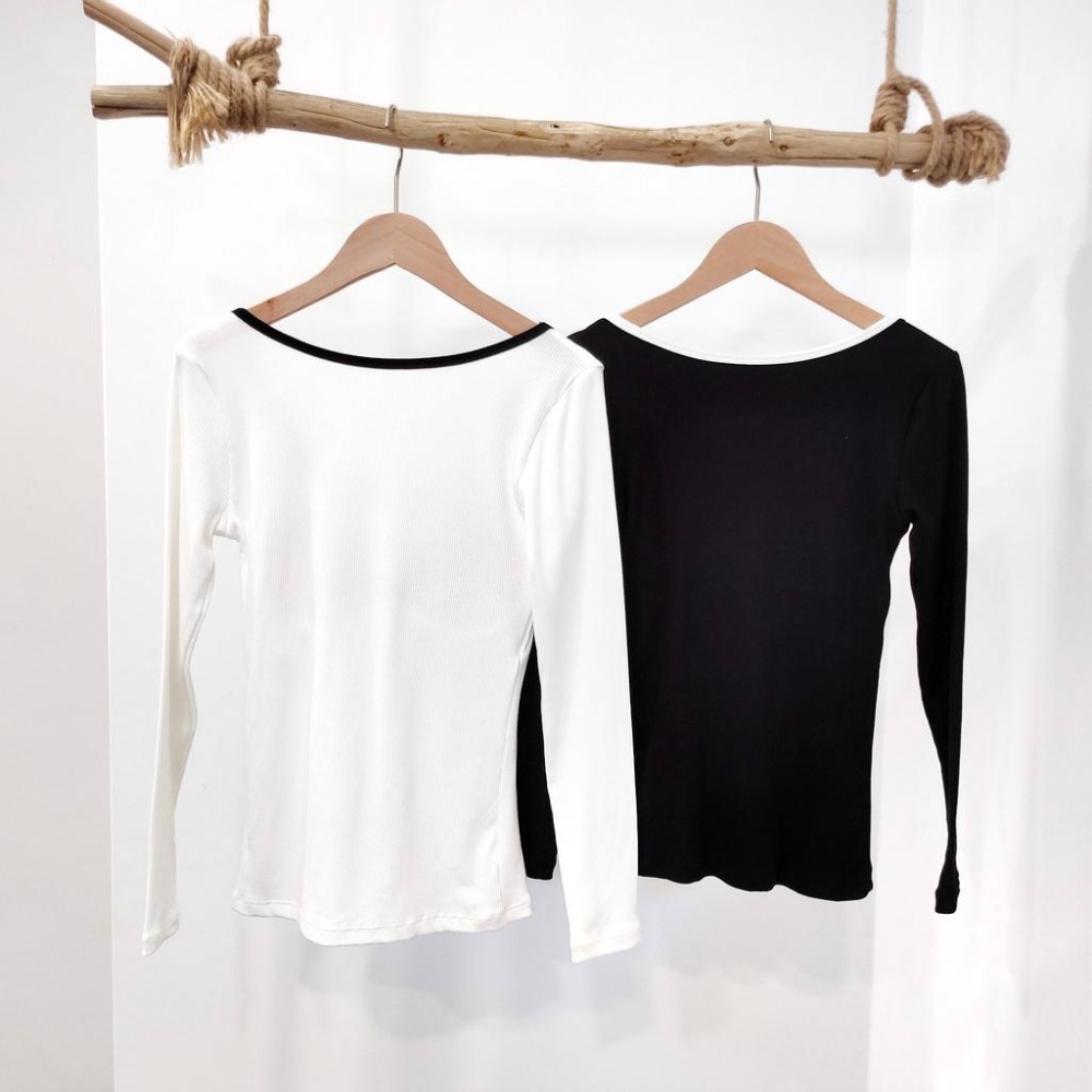 (A238)U領磨毛長袖合身上衣-3色(附Bra)-細節圖8