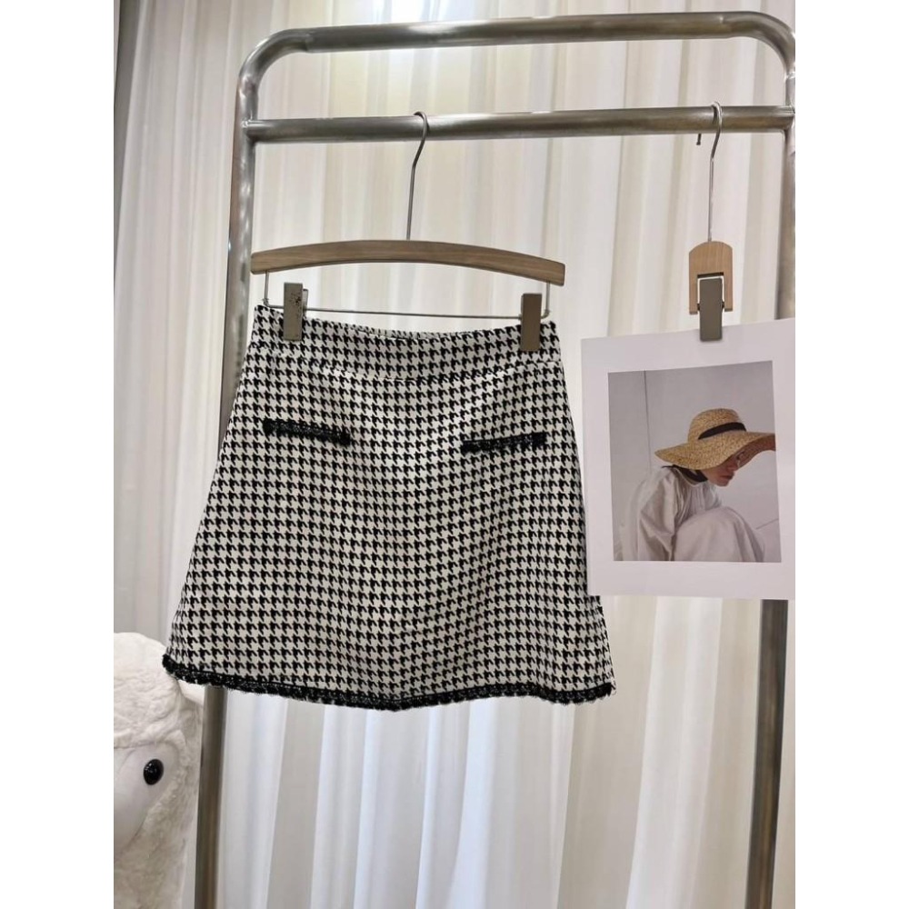 (E65)正韓 小香千鳥格A字短裙-3色(有安全褲)-細節圖4