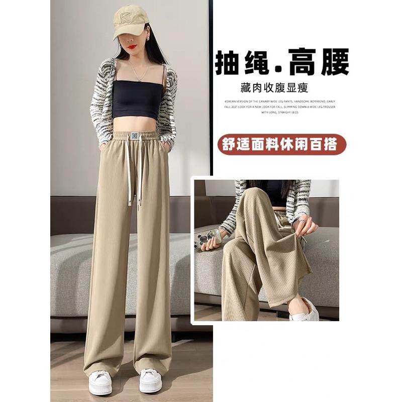 高腰直筒鬆緊腰圍休閒長褲 寬褲-細節圖2