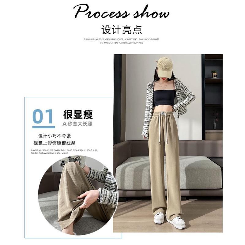 高腰直筒鬆緊腰圍休閒長褲 寬褲-細節圖4