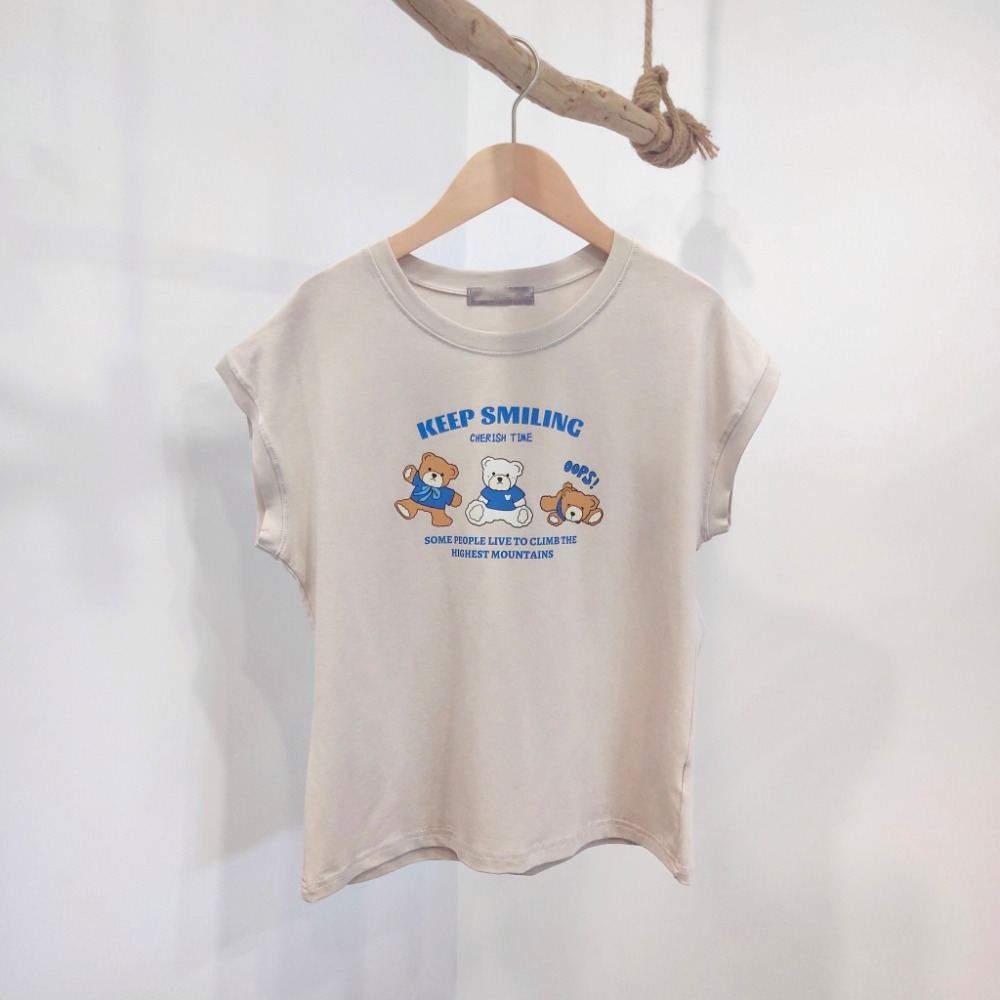 (A274)正韓-小熊圖案印花上衣-4色-規格圖3