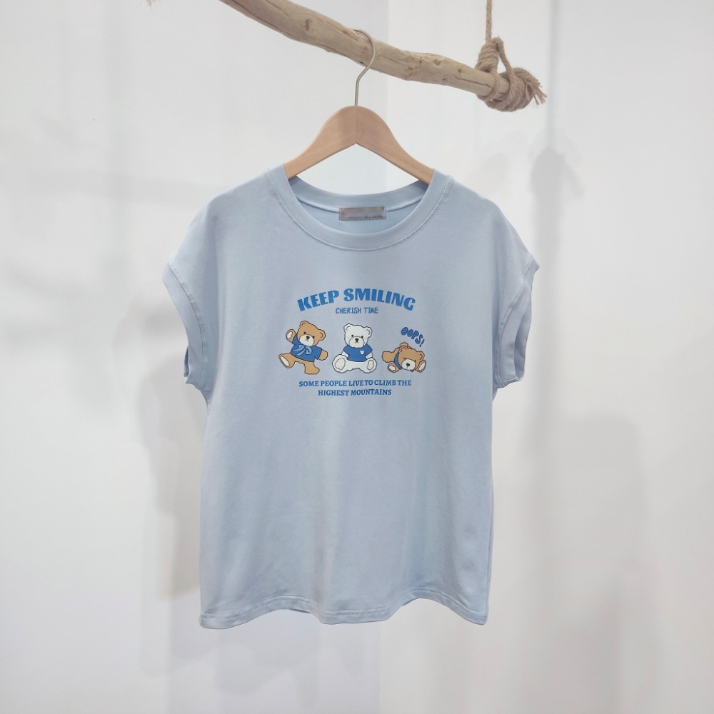 (A274)正韓-小熊圖案印花上衣-4色-規格圖3