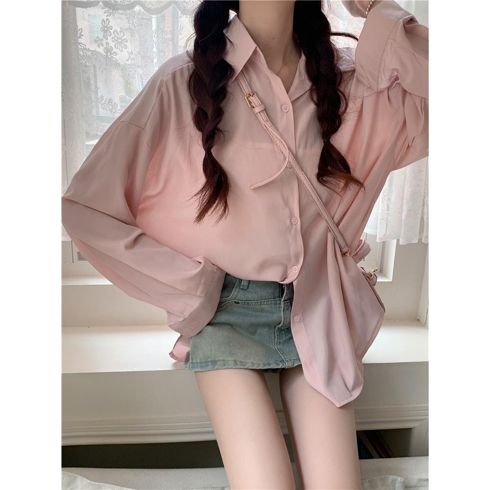 (A271)多色薄款雪紡長袖襯衫 寬鬆  遮屁股 韓版襯衫 襯衫外套 雪紡衫 防曬襯衫 罩衫-細節圖3