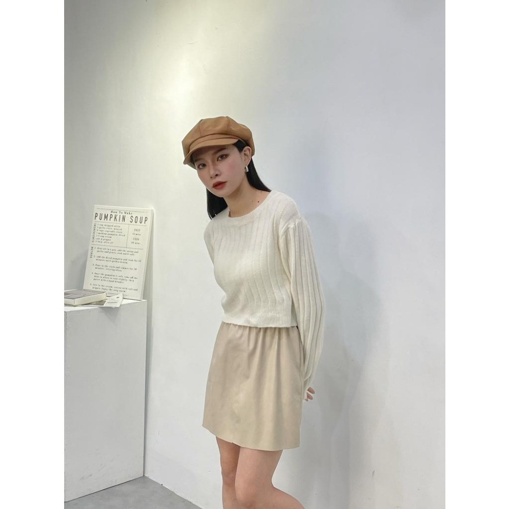 (A229)圓領坑條短版針織上衣-5色-細節圖6