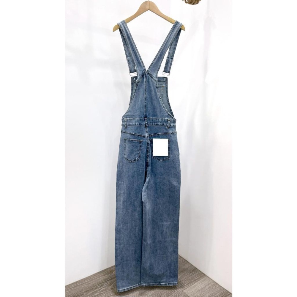 (F32)柔軟牛仔彈性吊帶落地寬褲S-XL  ✅高個女孩也ok 吊帶褲 吊帶長褲-細節圖7