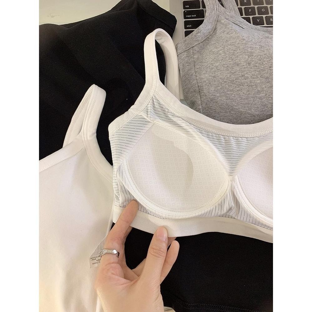 (B15)細肩帶包覆帶胸墊短版背心S-XL  bra top 一體成型 罩杯背心 不跑杯-細節圖7