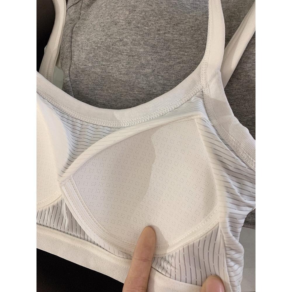 (B15)細肩帶包覆帶胸墊短版背心S-XL  bra top 一體成型 罩杯背心 不跑杯-細節圖8