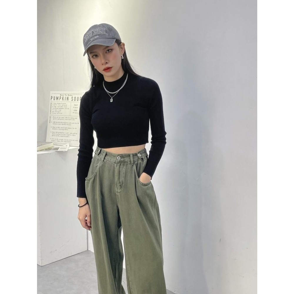 (A230)微高領短版針織上衣-5色 針織上衣 短版上衣 長袖短版上衣 針織上衣長袖 長袖上衣 毛衣 短版毛衣-細節圖2