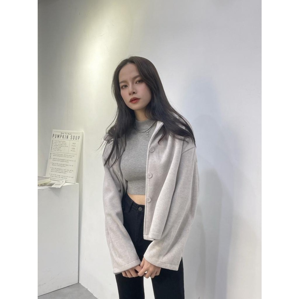 (A230)微高領短版針織上衣-5色 針織上衣 短版上衣 長袖短版上衣 針織上衣長袖 長袖上衣 毛衣 短版毛衣-細節圖6