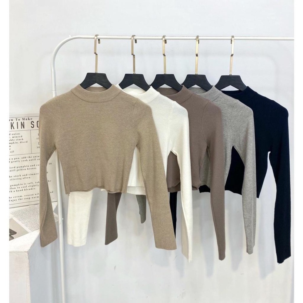 (A230)微高領短版針織上衣-5色 針織上衣 短版上衣 長袖短版上衣 針織上衣長袖 長袖上衣 毛衣 短版毛衣-細節圖8