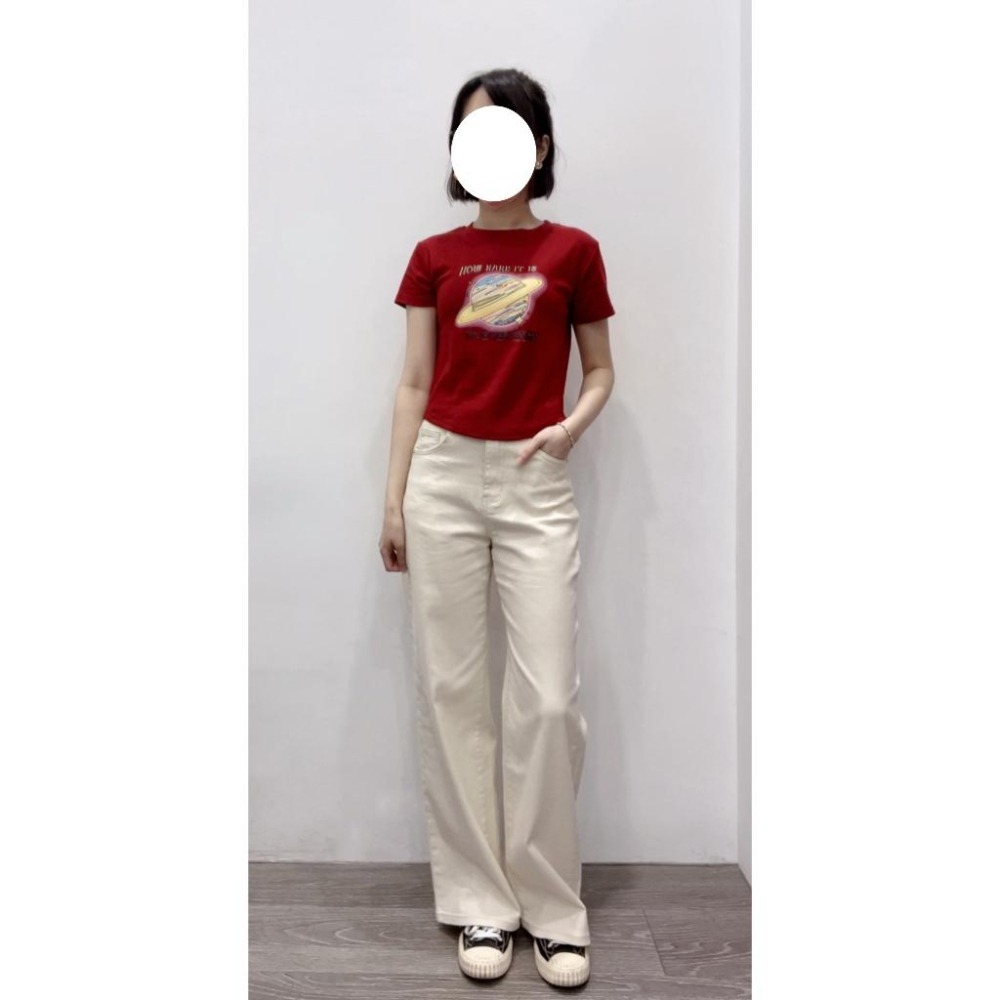 (D203)米白色彈性牛仔寬褲S-XL【現貨L】-細節圖4