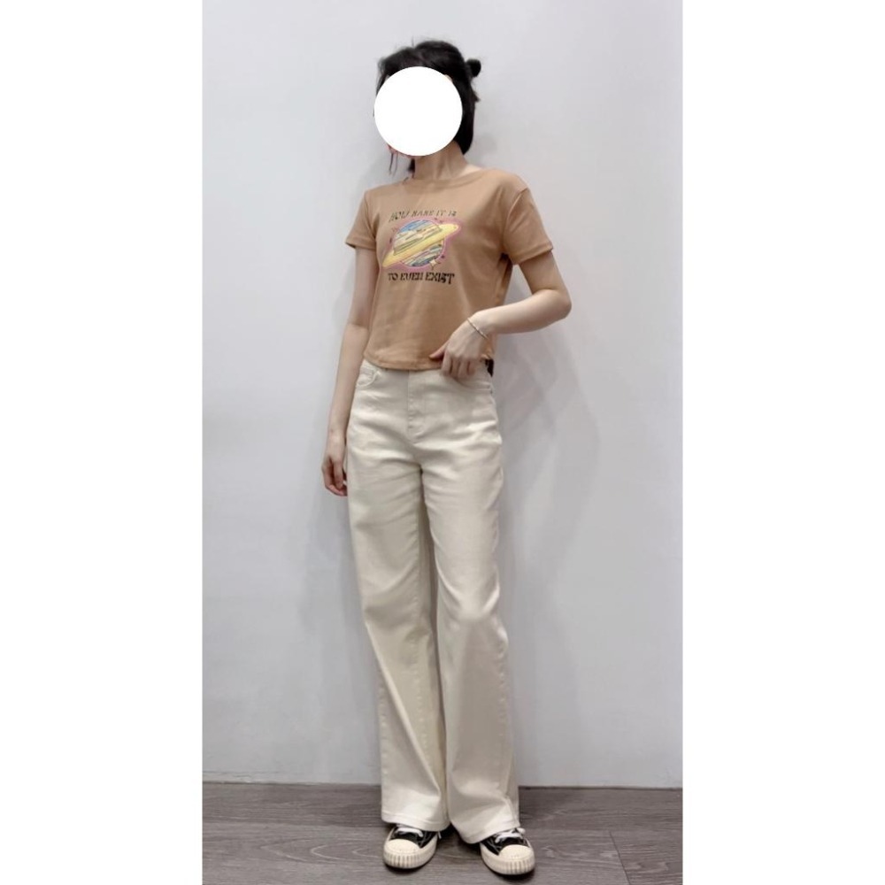 (D203)米白色彈性牛仔寬褲S-XL【現貨L】-細節圖6