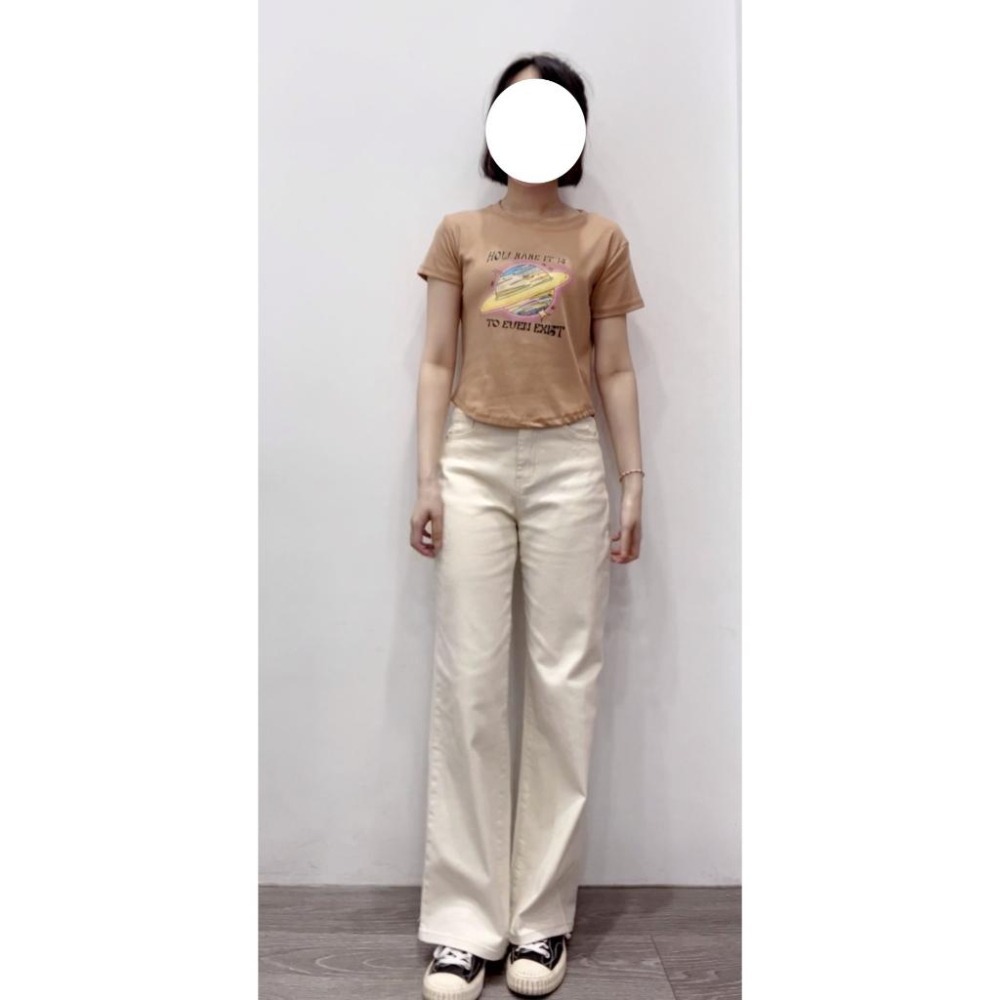 (D203)米白色彈性牛仔寬褲S-XL【現貨L】-細節圖7