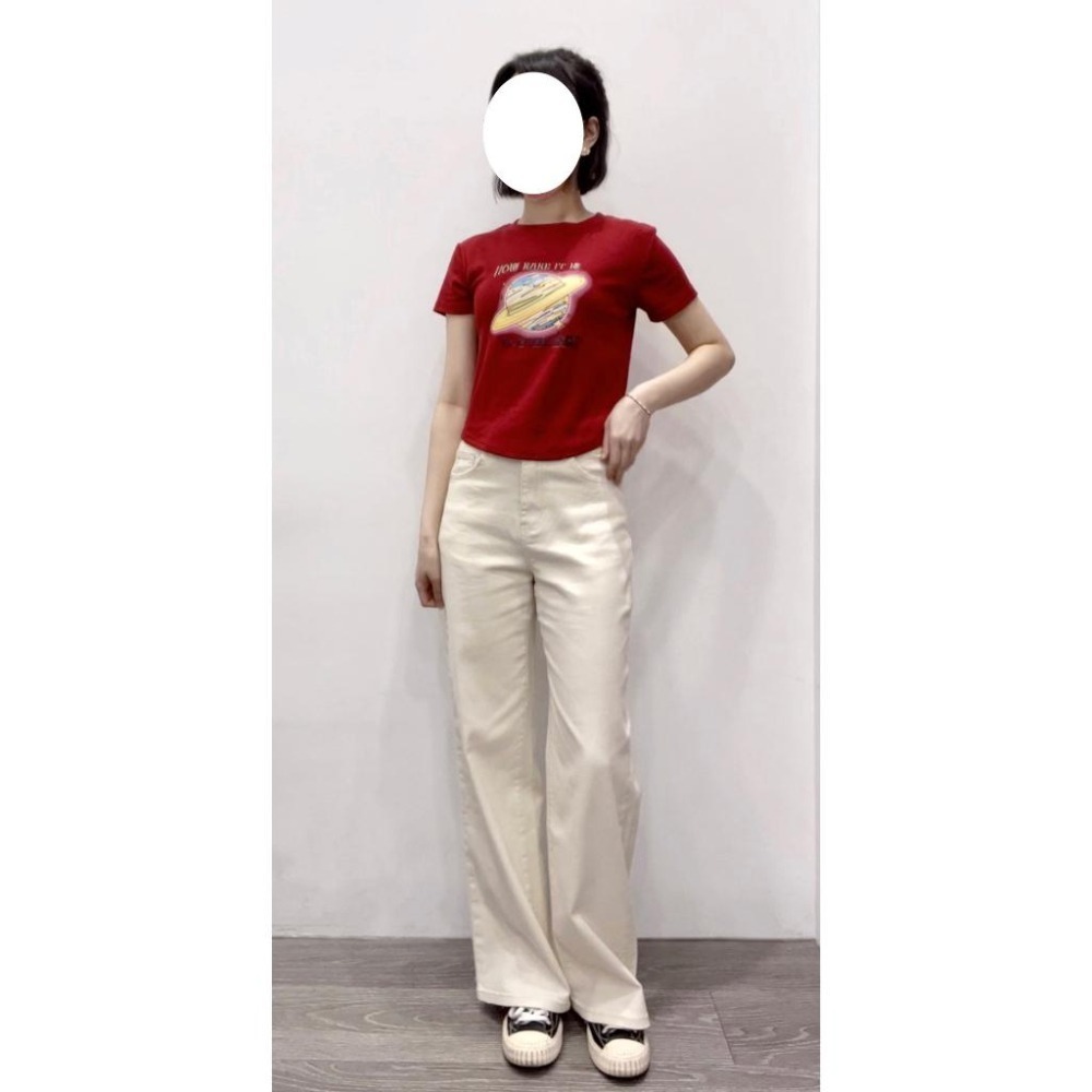 (D203)米白色彈性牛仔寬褲S-XL【現貨L】-細節圖2