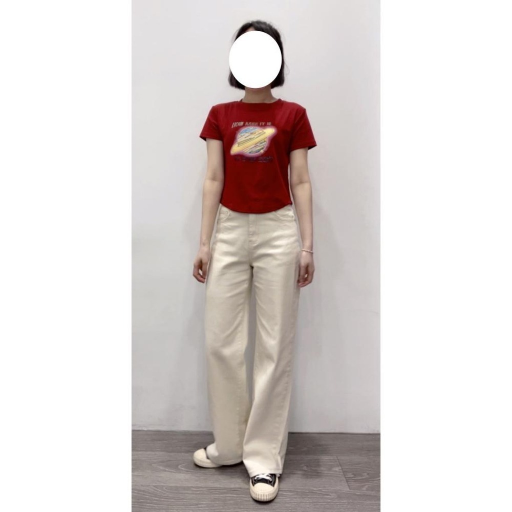 (D203)米白色彈性牛仔寬褲S-XL【現貨L】-細節圖3