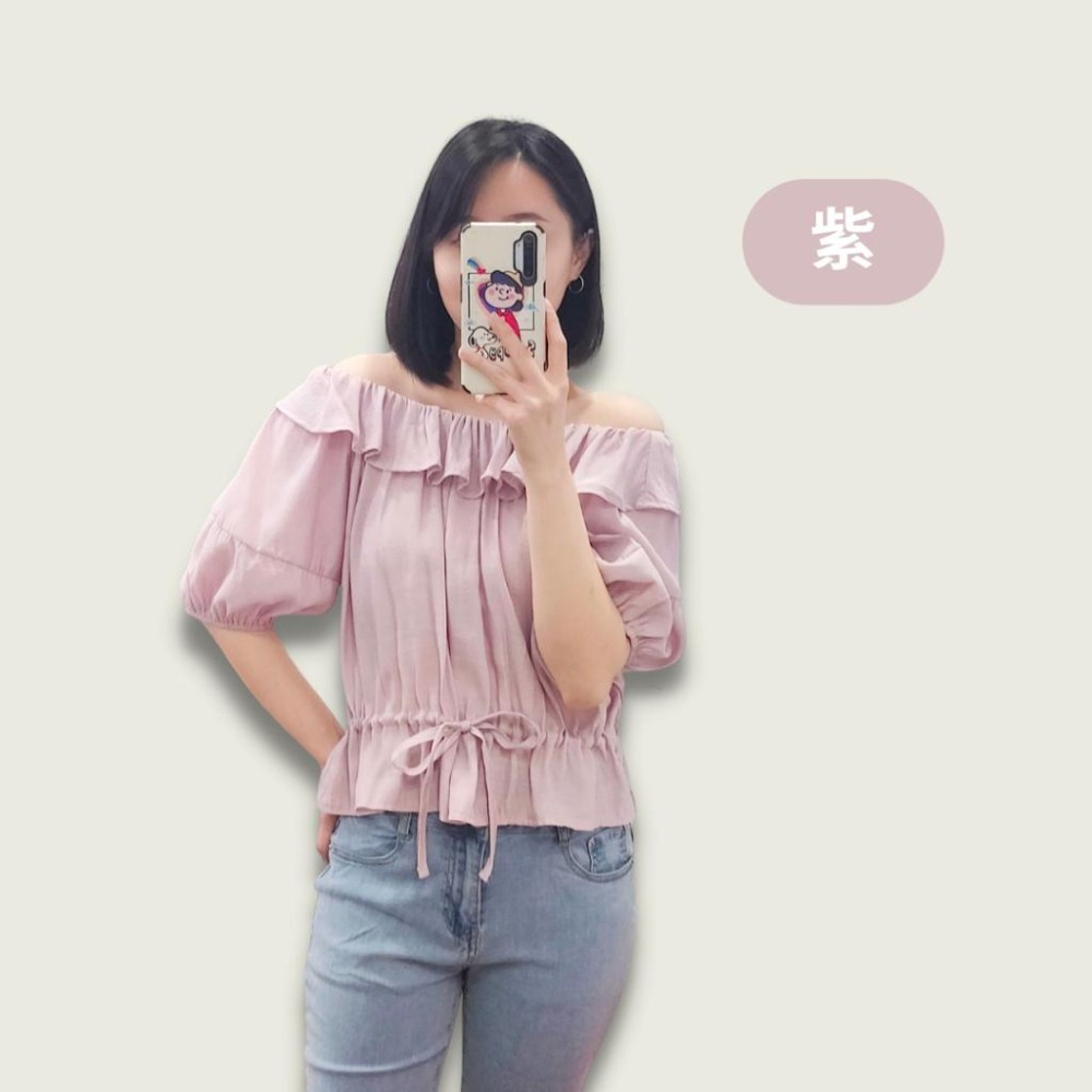 (A263)正韓 荷葉領縮腰短版上衣-4色-細節圖3