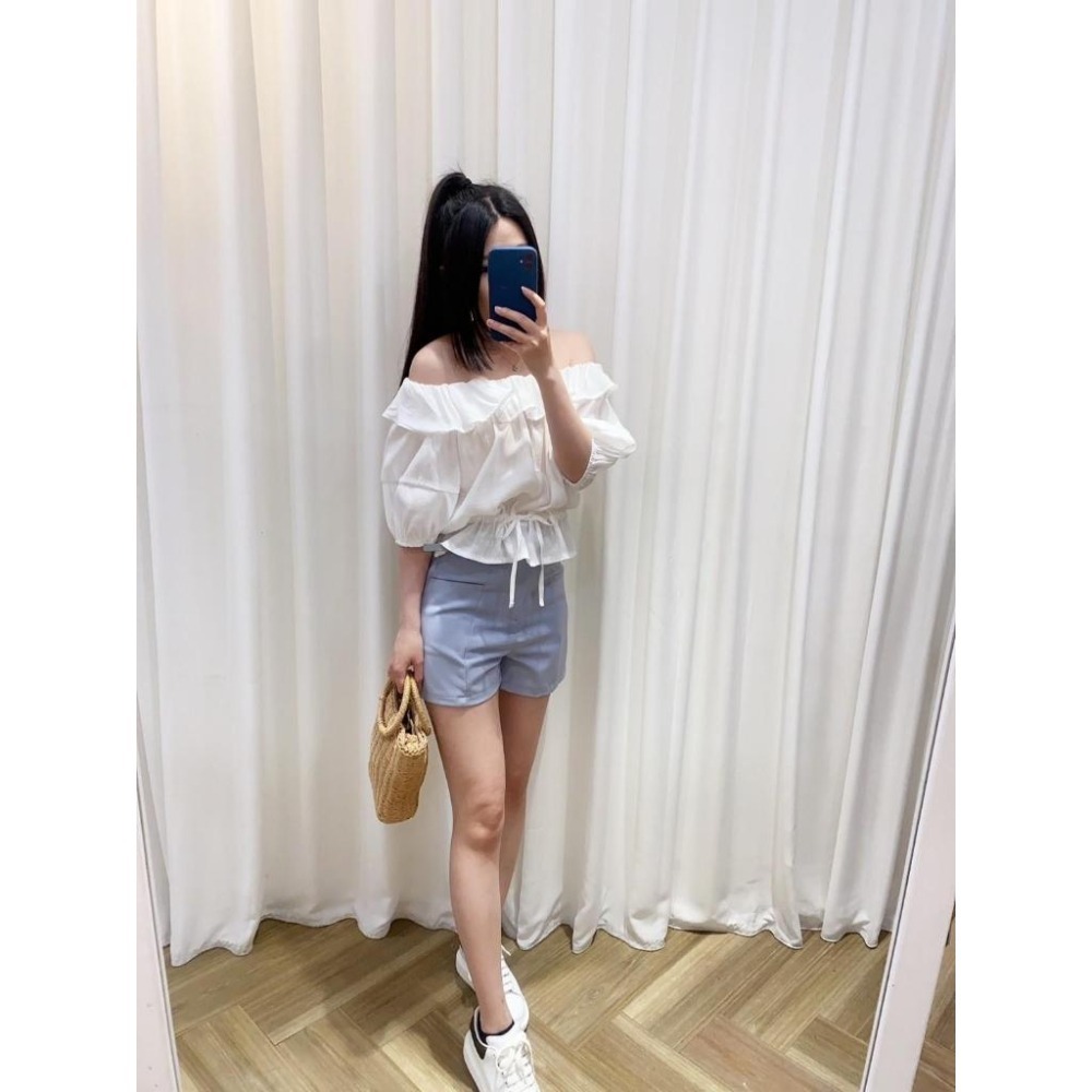 (A263)正韓 荷葉領縮腰短版上衣-4色-細節圖6