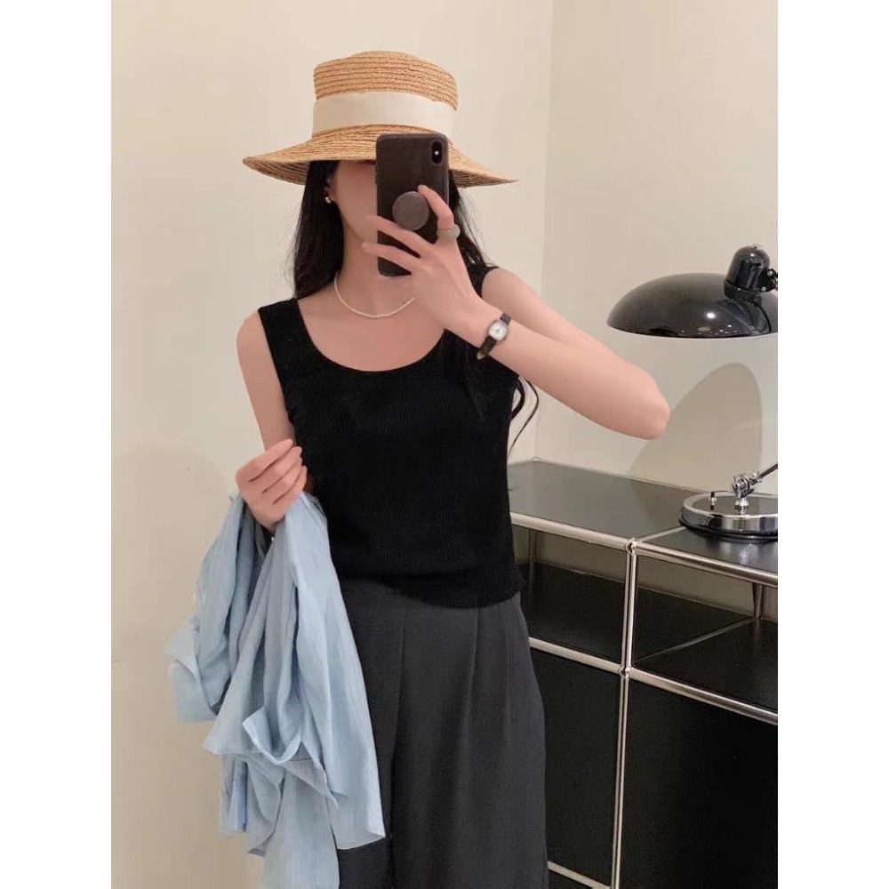 (A262)方領坑條針織背心-5色 遮副乳-細節圖3