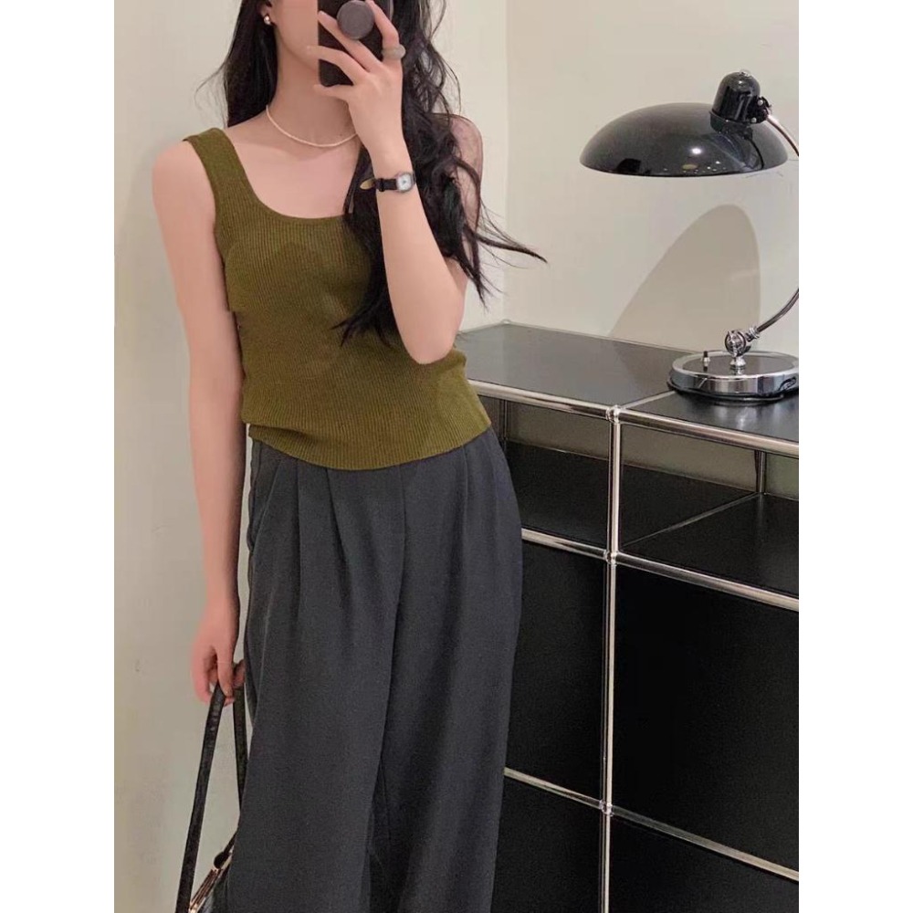 (A262)方領坑條針織背心-5色 遮副乳-細節圖4