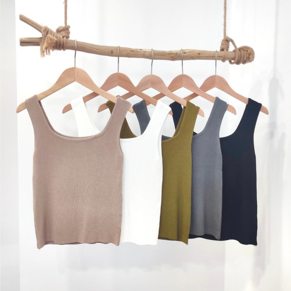 (A262)方領坑條針織背心-5色 遮副乳-細節圖5