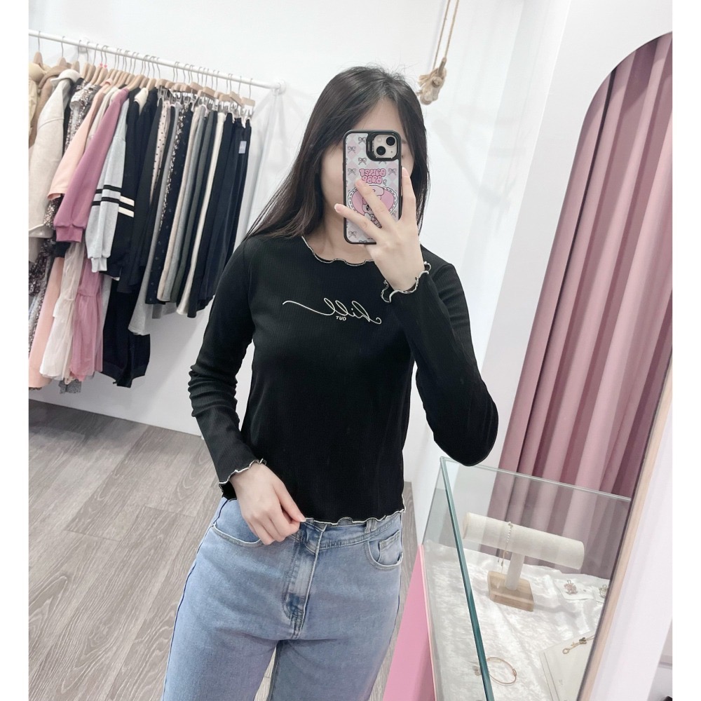 (A297)正韓 撞色木耳邊短版上衣-3色-細節圖8