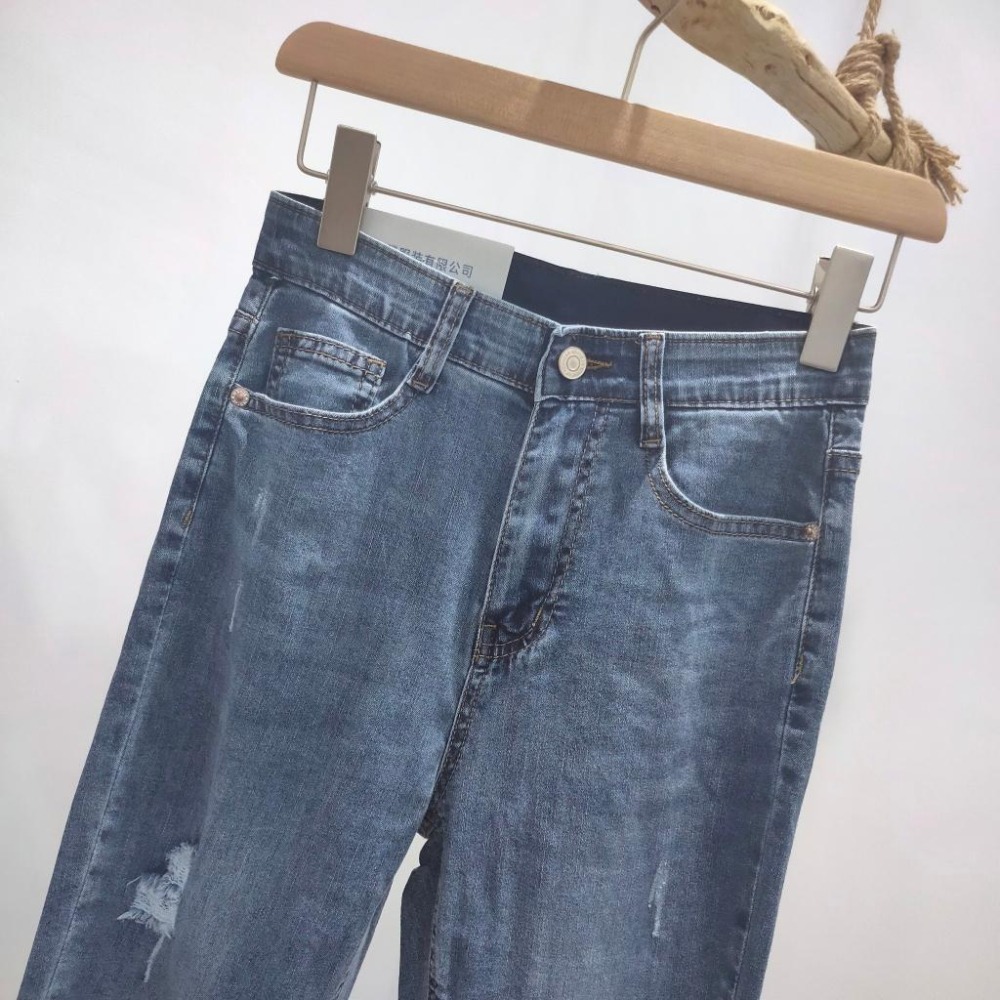 (D194)高腰刷破牛仔窄管長褲S-2L ✅適合高個女孩-細節圖5