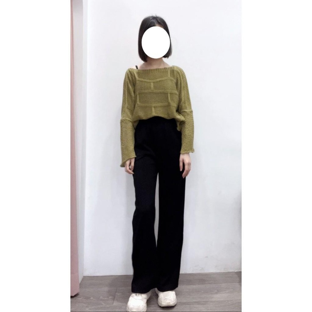 (A287)幾何編織寬袖針織上衣-3色-細節圖3