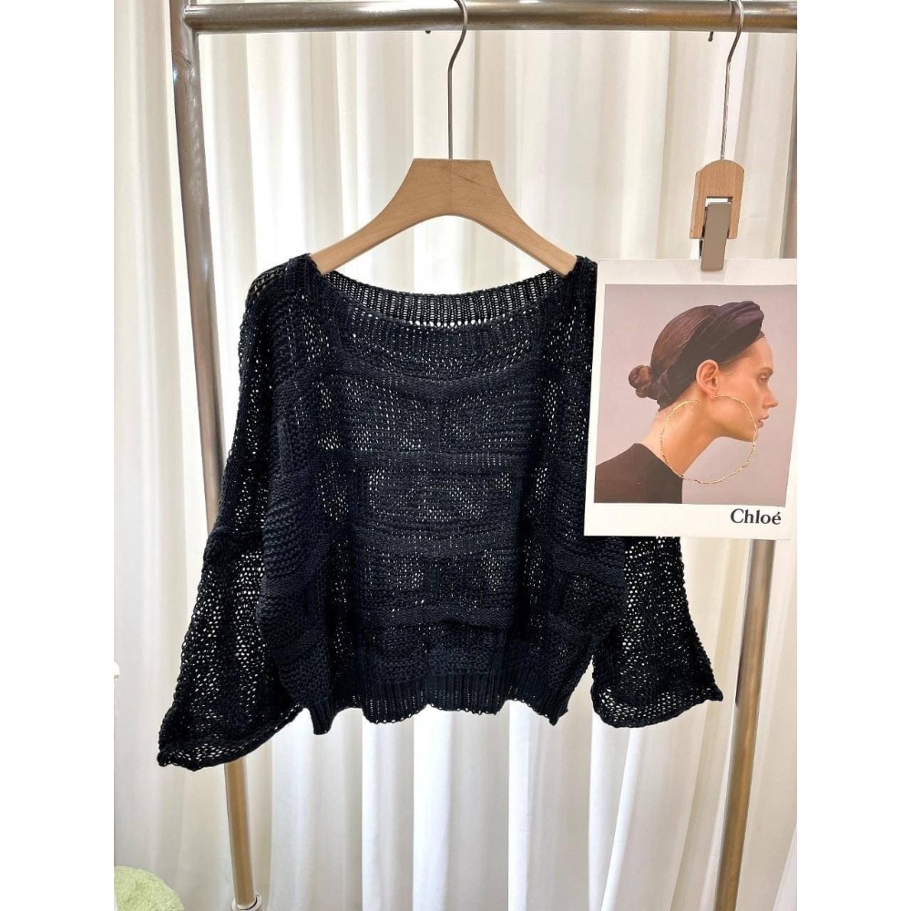 (A287)幾何編織寬袖針織上衣-3色-規格圖8