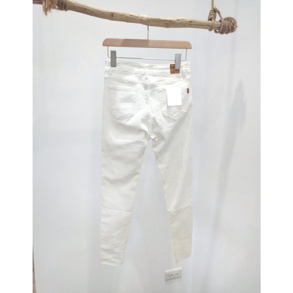 (D195)高腰割破純白牛仔窄管長褲S-XL-細節圖5