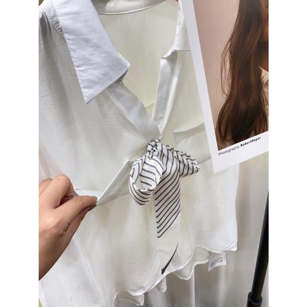 (A219)領帶設計長袖襯衫-3色 【現貨-卡綠】-細節圖6