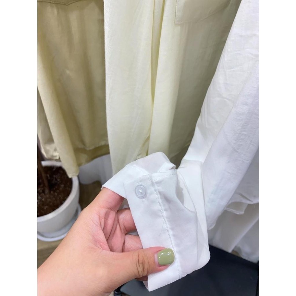 (A219)領帶設計長袖襯衫-3色 【現貨-卡綠】-細節圖7