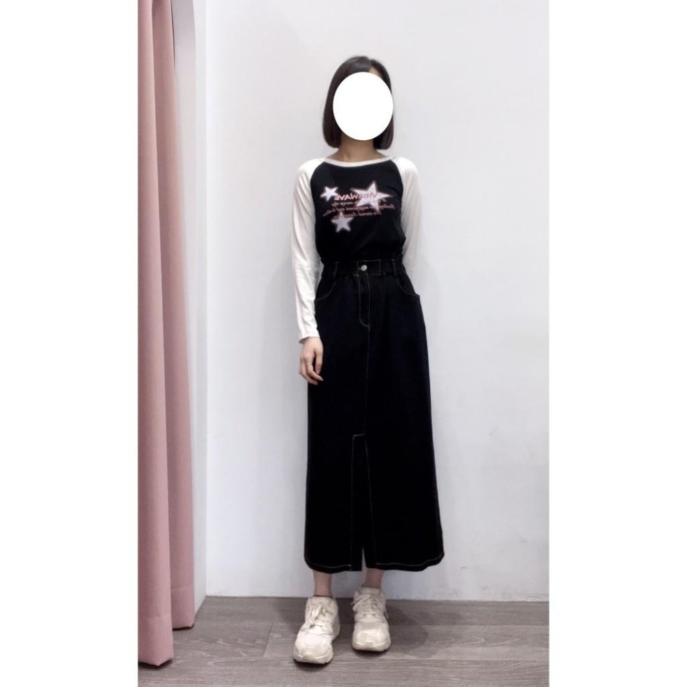 (A296)星星圖案撞色長袖圓弧下擺上衣-5色-細節圖2