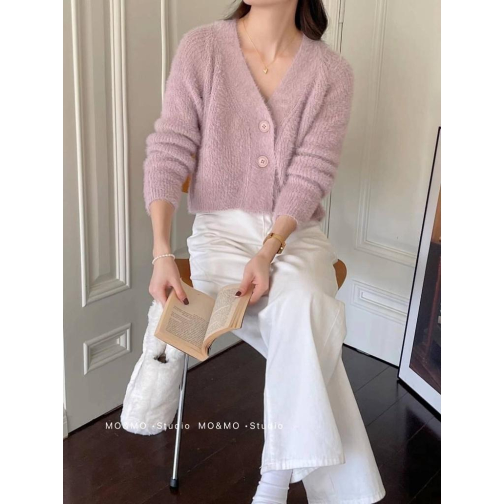 (A239)V領水貂毛外套-2色-細節圖4