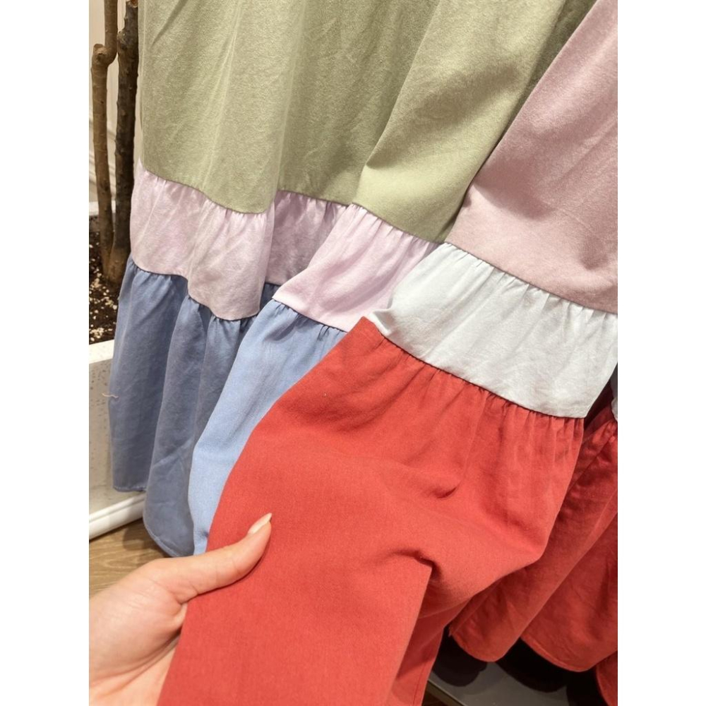 (C48)韓-無袖拼接下襬綁帶長洋-2色(有口袋)-細節圖6