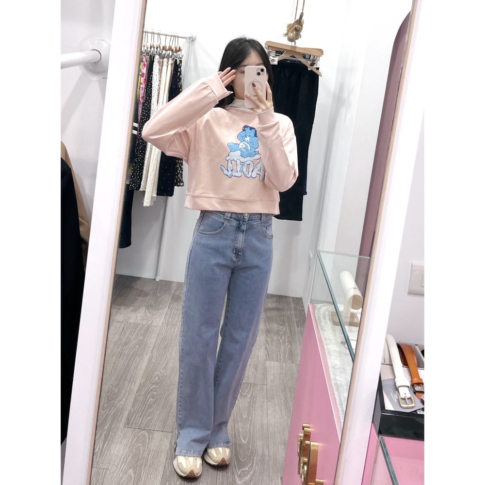 (A293)正韓-小熊圖案空氣棉短版上衣-3色 長袖上衣 長袖短版上衣-細節圖4