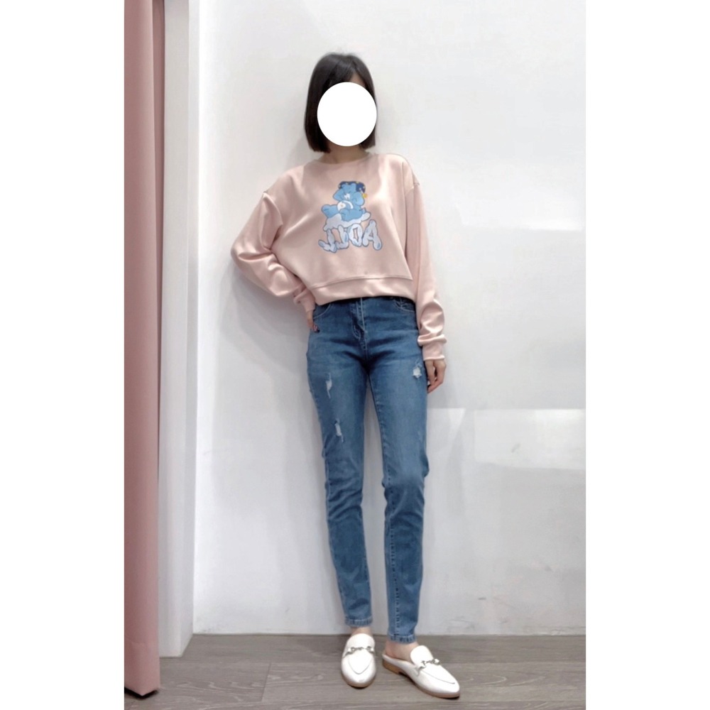 (A293)正韓-小熊圖案空氣棉短版上衣-3色 長袖上衣 長袖短版上衣-細節圖5